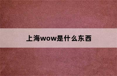 上海wow是什么东西