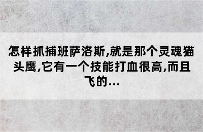 怎样抓捕班萨洛斯,就是那个灵魂猫头鹰,它有一个技能打血很高,而且飞的...