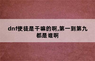 dnf使徒是干嘛的啊,第一到第九都是谁啊