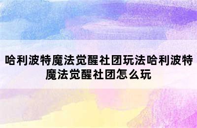 哈利波特魔法觉醒社团玩法哈利波特魔法觉醒社团怎么玩